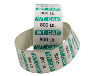 Flexographic roll weight capacity labels.