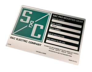 nameplate with serial information and inscribable sections