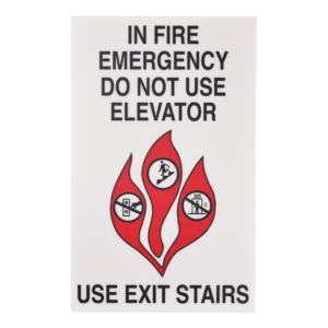 Label elevator warning fire